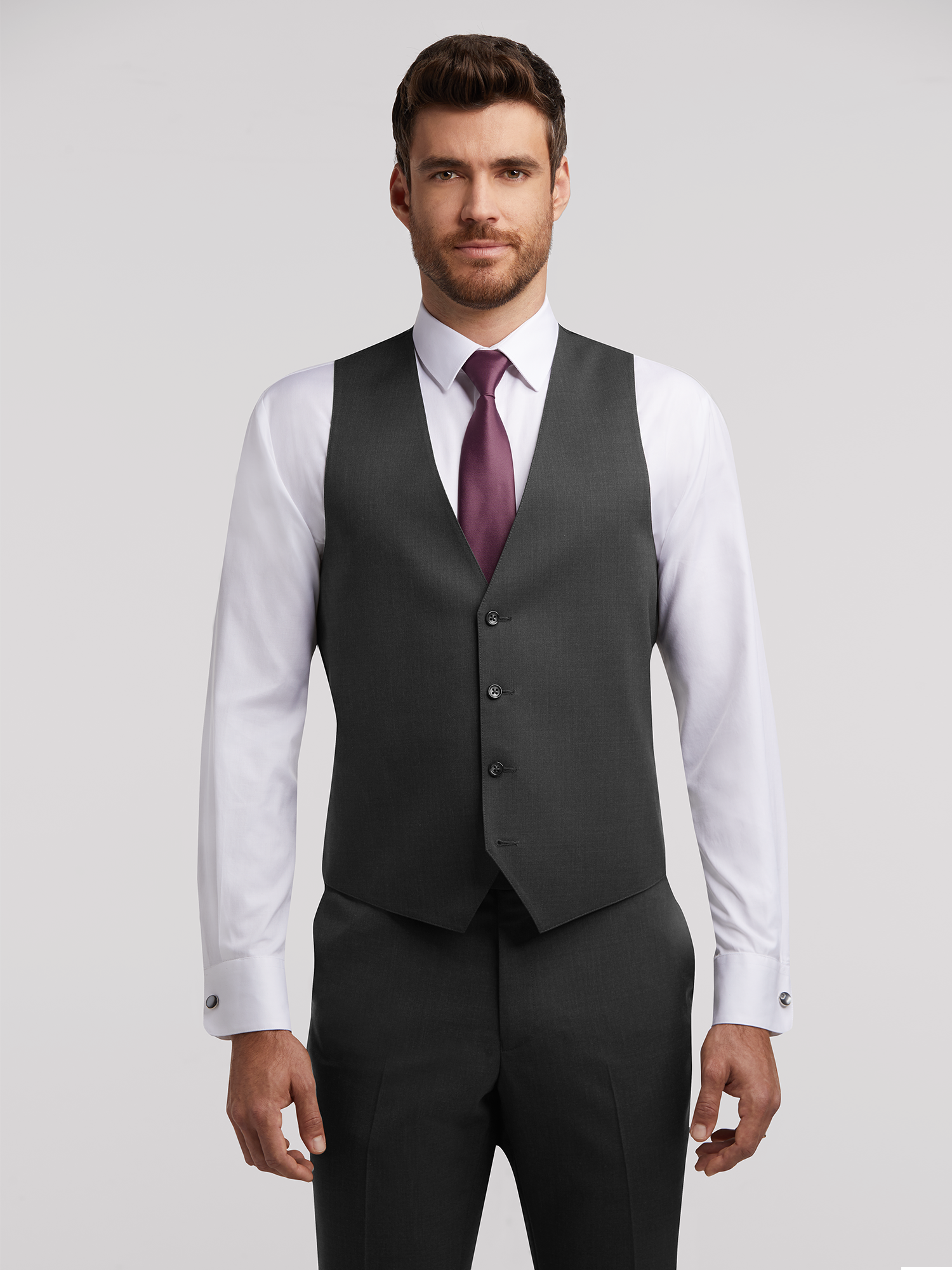 Dark Charcoal Twill 3 Piece Slim Suit