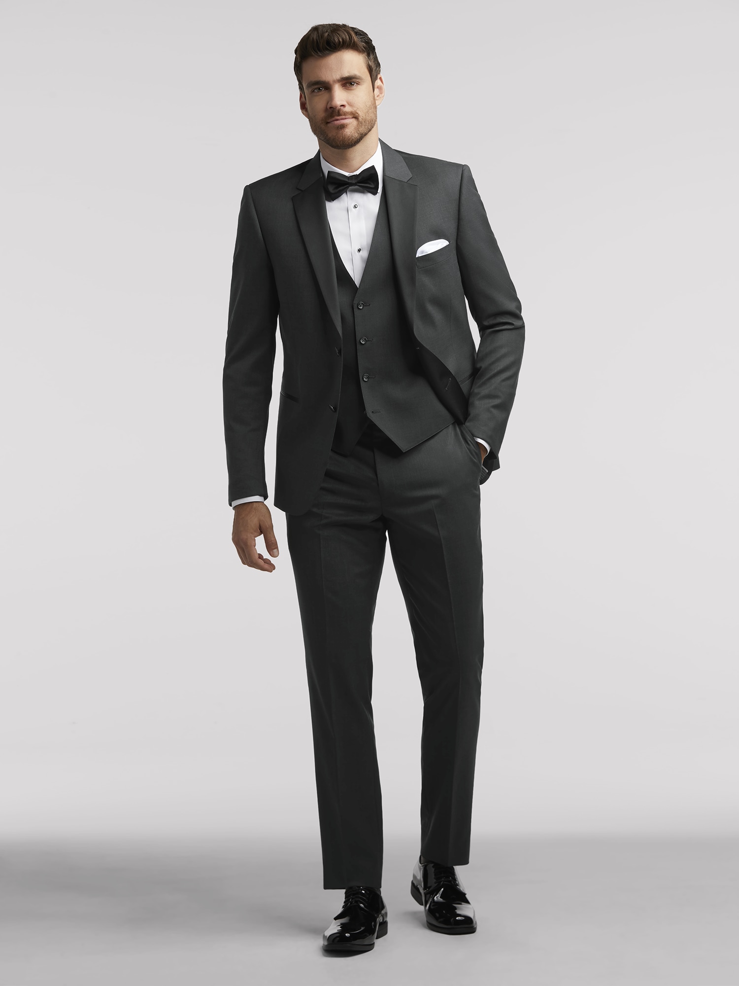 Calvin klein black satin edged notch lapel tuxedo sale